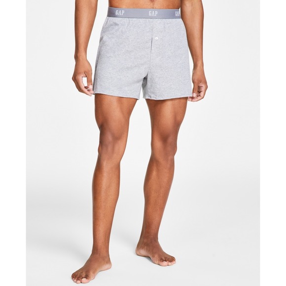 GAP Boxers Mens Medium Gray Organic Cotton Knit‎ 3 Pack Functional Fly NWT - Picture 1 of 5